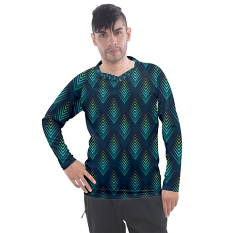 Peacock Texture 3d Pattern Peacock Texture Men s Pique Long Sleeve T-shirt by Loisa77