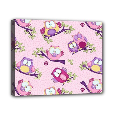 Owls Bird Animal Pattern Canvas 10  X 8  (stretched) by Loisa77