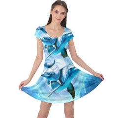 Dolphin Blue Fantasy Cap Sleeve Dress by Loisa77