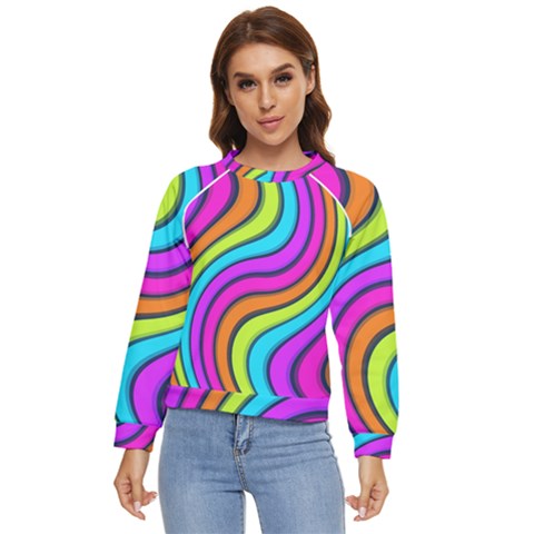 Swirl Twirl Design Pattern Waves Women s Long Sleeve Raglan T-shirt by Loisa77