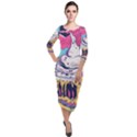 Dessert Chocolate Cream Quarter Sleeve Midi Velour Bodycon Dress View1