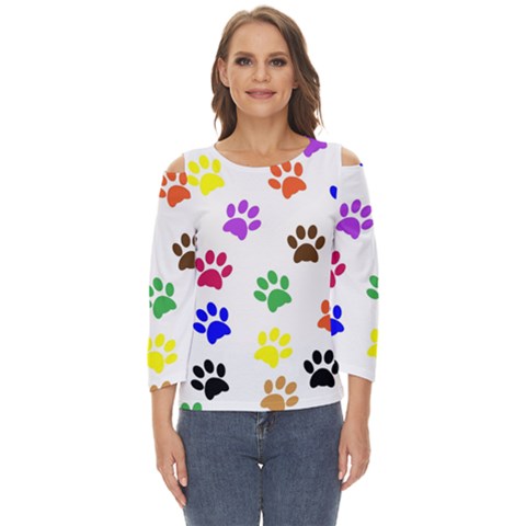 Pawprints Paw Prints Paw Animal Cut Out Wide Sleeve Top by Apen