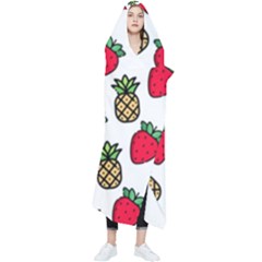 Strawberries Pineapples Fruits Wearable Blanket by Loisa77