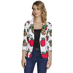 Strawberries Pineapples Fruits Women s One-button 3/4 Sleeve Short Jacket by Loisa77