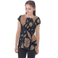 Background Pattern Leaves Texture Cap Sleeve High Low Top by Loisa77