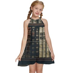 Antique Vintage Old Book Kids  Halter Collar Waist Tie Chiffon Dress by Perong