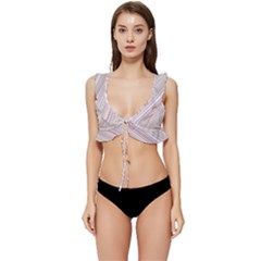 Marble Texture Marble Painting Low Cut Ruffle Edge Bikini Top by Ndabl3x