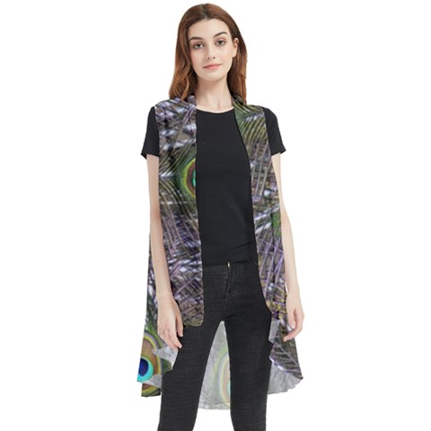 Peacock Bird Feathers Plumage Peacock Sleeveless Chiffon Waistcoat Shirt by Perong