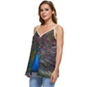 Bird Peacock Feathers Casual Spaghetti Strap Chiffon Top View2