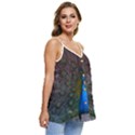 Bird Peacock Feathers Casual Spaghetti Strap Chiffon Top View3