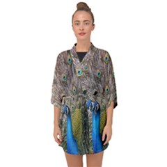 Peacock Bird Animal Peafowl Half Sleeve Chiffon Kimono by Perong
