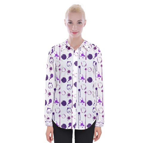 Liquid Splash Pattern Stroke Drip Womens Long Sleeve Shirt by Perong