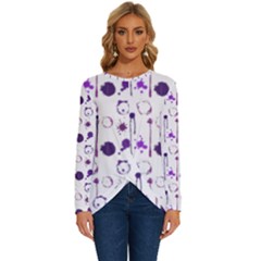 Liquid Splash Pattern Stroke Drip Long Sleeve Crew Neck Pullover Top by Perong