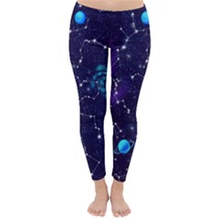 Realistic Night Sky Poster With Constellations Classic Winter Leggings by Ket1n9