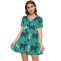 Happy Dogs Animals Pattern Tiered Short Sleeve Babydoll Dress View1