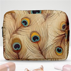 Vintage Peacock Feather Peacock Feather Pattern Background Nature Bird Nature Make Up Pouch (large) by Maspions