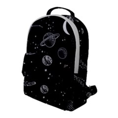 Black Space Drawing Art Planet Drawing Stars Black Space Galaxy Outer Space Flap Pocket Backpack (large) by Perong