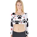Dog Paw Vector Seamless Pattern With Hearts Long Sleeve Crop Top View1