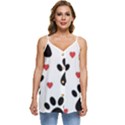 Dog Paw Vector Seamless Pattern With Hearts Casual Spaghetti Strap Chiffon Top View1