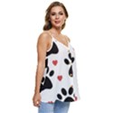 Dog Paw Vector Seamless Pattern With Hearts Casual Spaghetti Strap Chiffon Top View3