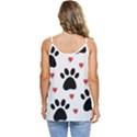 Dog Paw Vector Seamless Pattern With Hearts Casual Spaghetti Strap Chiffon Top View4