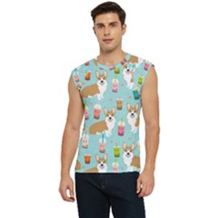 Corgi Boba Tea Bubble Tea Kawaii Food Welsh Corgis Dog Pattern Men s Raglan Cap Sleeve T-shirt by Perong