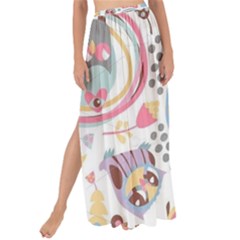 Cute Owl Bird Animal Pattern Maxi Chiffon Tie-up Sarong by Perong