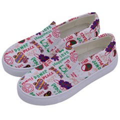 Power Love Pattern Texture Seamless Peace Kids  Canvas Slip Ons by Perong