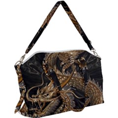 Japanese Dragon Pentagram Canvas Crossbody Bag by Perong