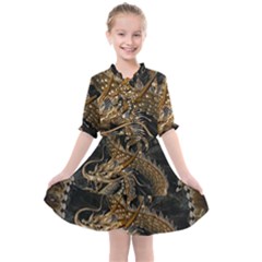 Japanese Dragon Pentagram Kids  All Frills Chiffon Dress by Perong