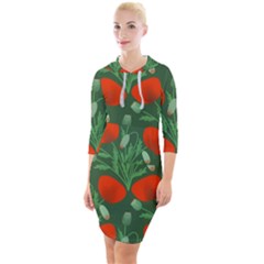 Poppy Fierce Wolf Poppies Bud Quarter Sleeve Hood Bodycon Dress by Perong