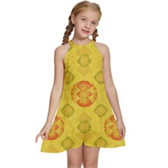 Art Pattern Design Background Kids  Halter Collar Waist Tie Chiffon Dress by Perong