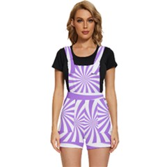 Spiral Vortex Rays Lavender Swirl Purple Short Overalls by Salmanaz77