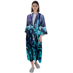 Nature Water Wave Architecture Maxi Satin Kimono by Salmanaz77