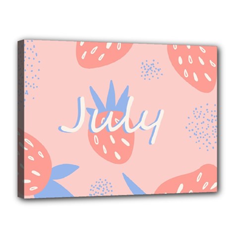 July Summer Strawberry Pink Berry Canvas 16  X 12  (stretched) by Grandong