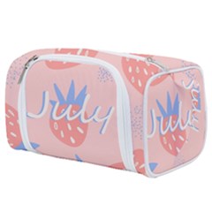 July Summer Strawberry Pink Berry Toiletries Pouch by Grandong