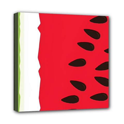 Watermelon Black Green Melon Red Mini Canvas 8  X 8  (stretched) by Cemarart