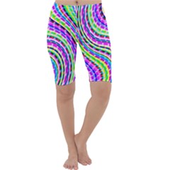 Neon Trippy Swirls Twirls Design Cropped Leggings  by Salmanaz77