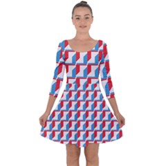 Fabric Geometric Pattern Background Quarter Sleeve Skater Dress by Salmanaz77