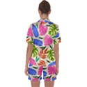 Tropical Sheets Summer Beach Satin Short Sleeve Pajamas Set View2
