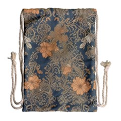 Seamless Pattern Patterns Leaves Vintage Drawstring Bag (large) by Paksenen