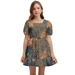 Seamless Pattern Patterns Leaves Vintage Kids  Short Sleeve Dolly Dress by Paksenen