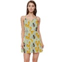 Bees Pattern Honey Bee Bug Honeycomb Honey Beehive Short Frill Dress View1