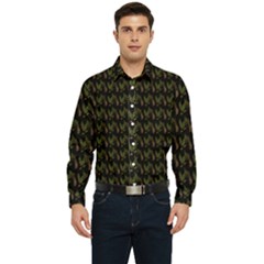 Fern Pattern 2 Black Men s Long Sleeve Shirt by snowwhitegirl