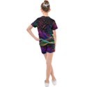 Particles Waves Line Multicoloured Kids  Mesh T-Shirt and Shorts Set View2