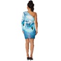 Dolphin Blue Sea Fantasy Long Sleeve One Shoulder Mini Dress View4