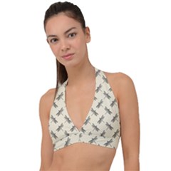 Dragonfy Insect Pattern Halter Plunge Bikini Top by Maspions