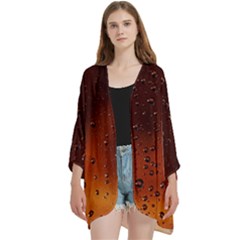 Water Drops, Lui, Amazing Open Front 3/4 Sleeve Batwing Chiffon Cardigan Kimono by kyorashop23