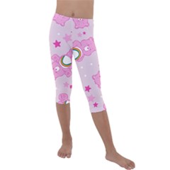 Cheer Bear Pink, Care, Care Bears, Cartoon Kids  Lightweight Velour Capri Leggings  by kyorashop23