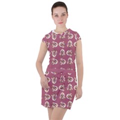 Whimsy Chickens Pattern Drawstring Hooded Dress by dflcprintsclothing